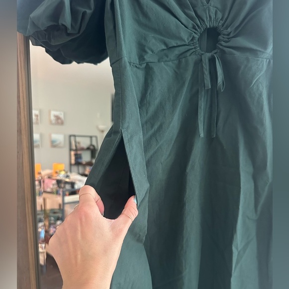 Madewell Poplin Cutout Puff-Sleeve Midi Dress - Picture 10 of 10